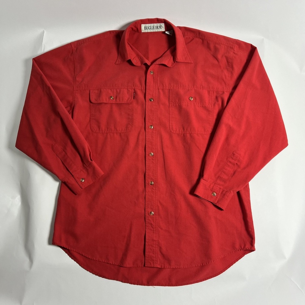 VTG Bugle Boy Button Down Shirt Men's Large Red Long Sleeve